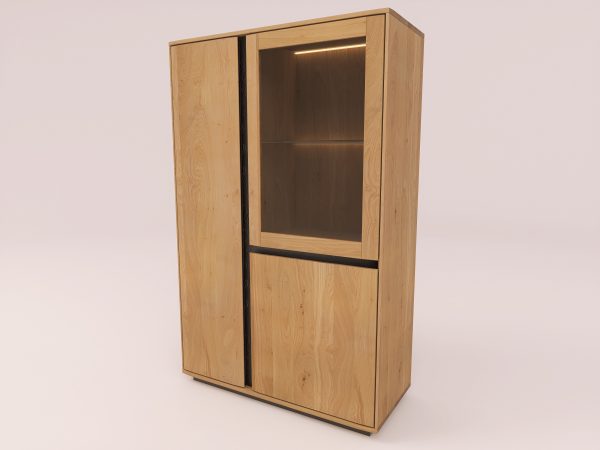 EASTWOOD Massivholz-Vitrinenschrank – 153120/153121