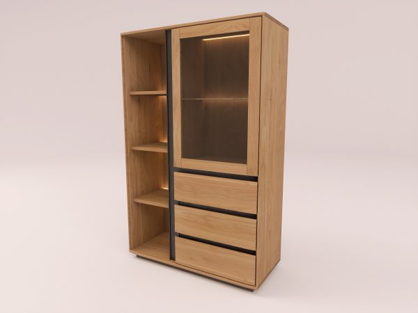 EASTWOOD Massivholz-Vitrinenschrank – 153130/153131
