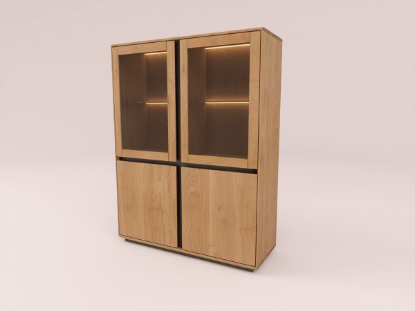 EASTWOOD Massivholz-Vitrinenschrank – 153145