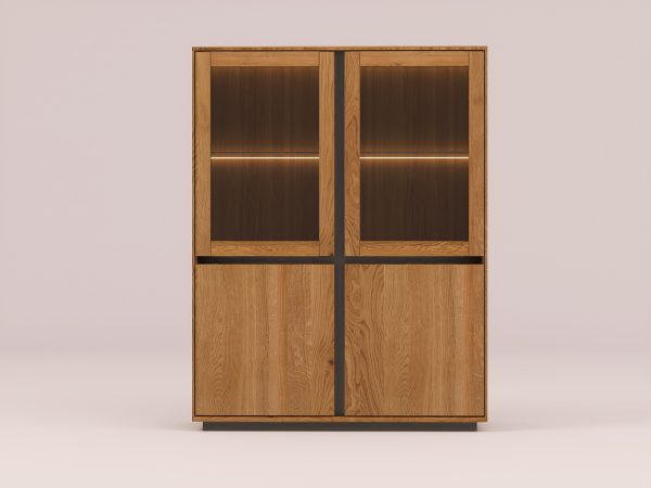 EASTWOOD Massivholz-Vitrinenschrank – 153145