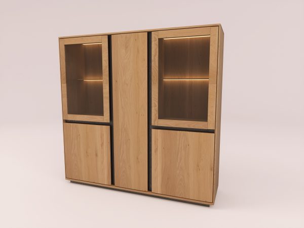 EASTWOOD Massivholz-Vitrinenschrank – 153150