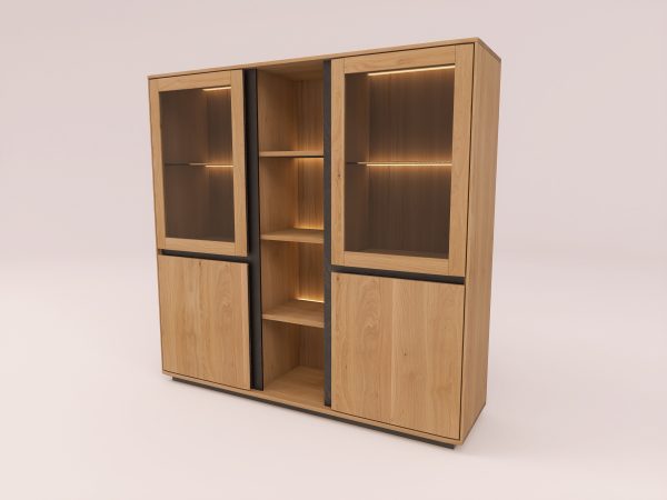 EASTWOOD Massivholz-Vitrinenschrank – 153155
