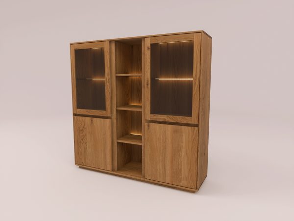 EASTWOOD Massivholz-Vitrinenschrank – 153155