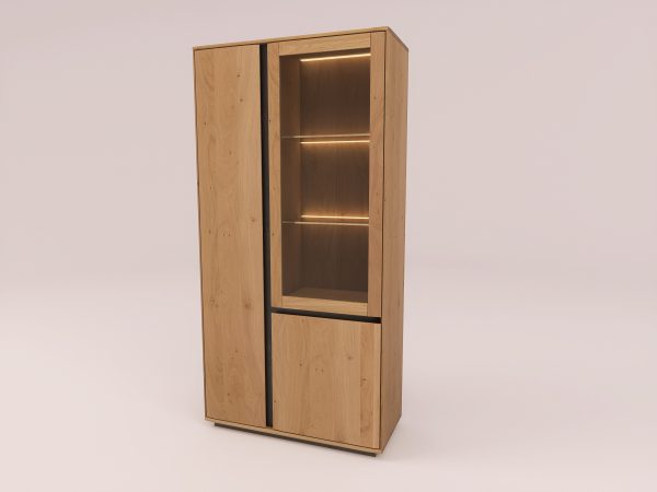 EASTWOOD Massivholz-Vitrinenschrank – 154120/154121