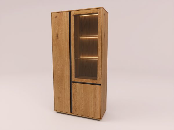 EASTWOOD Massivholz-Vitrinenschrank – 154120/154121