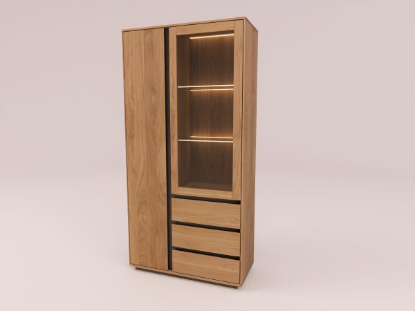 EASTWOOD Massivholz-Vitrinenschrank – 154125/154126