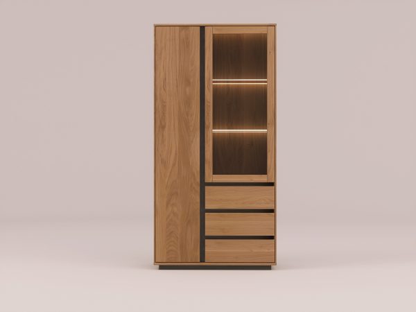 EASTWOOD Massivholz-Vitrinenschrank – 154125/154126