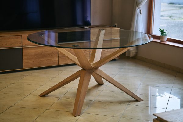X-LINE Duo Rundtisch mit Glasplatte (1500 x 760, Weißeiche)